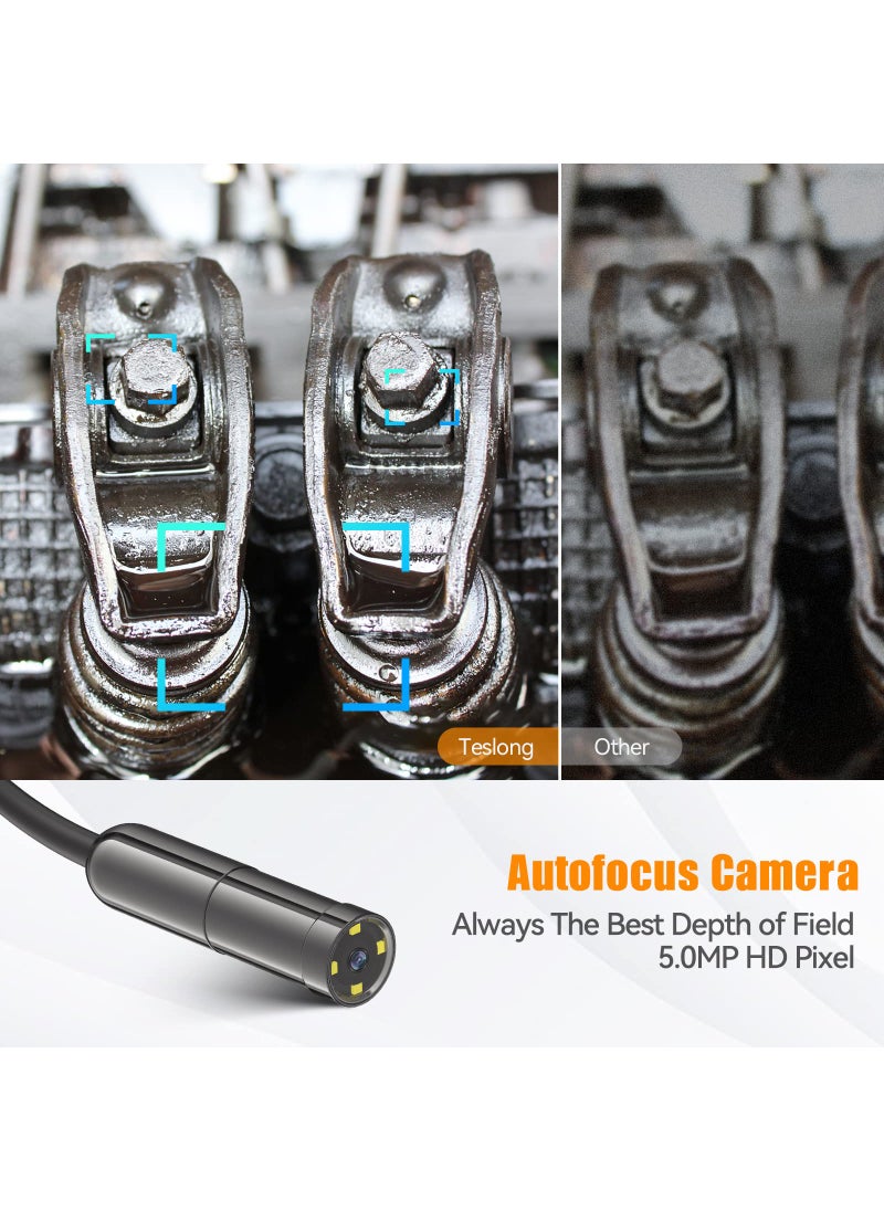 Teslong 5MP Auto-Focus Endoscope, Teslong 3rd Generation USB Borescope with 5.0 Megapixel Inspection Camera, 16.5ft Waterproof Semi-Rigid Cable & Adjustable Led Lights Probe for Android Phone Windows MacBook  - Image 2