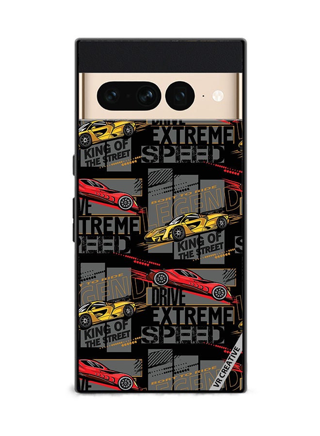 VR CREATIVE Protective Case Cover For Google Pixel 7 Pro Abstract Seamless Pattern With Sport Cars Design Multicolour