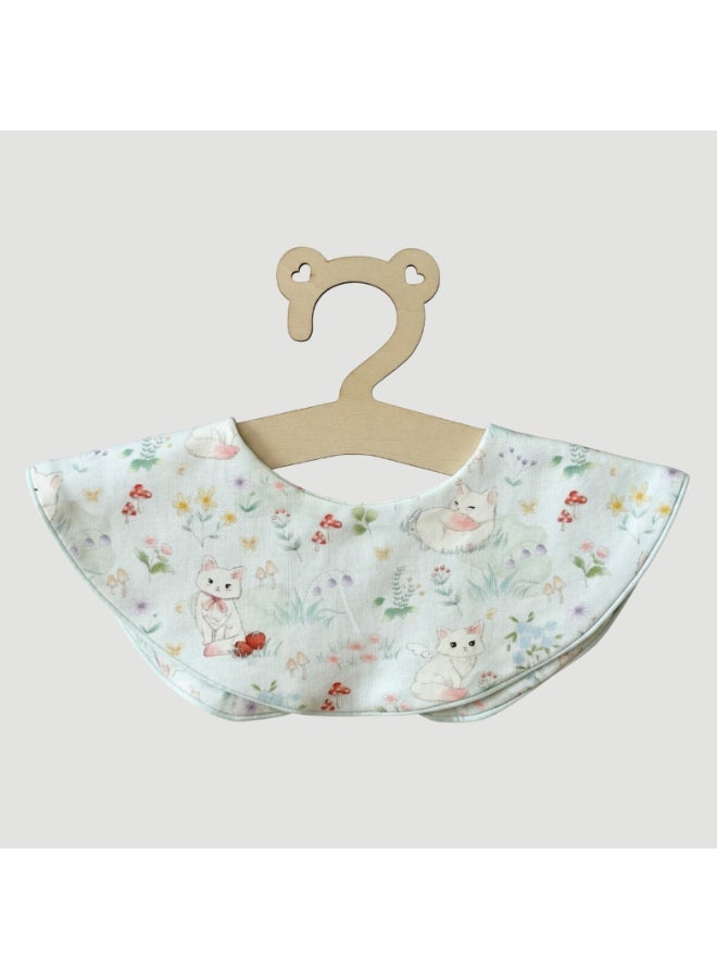 Premium Cotton Baby Bib with Cat Garden Manor Design - Soft Adjustable Drool Bib, Rolled Edge for Elegant Protection - Image 2