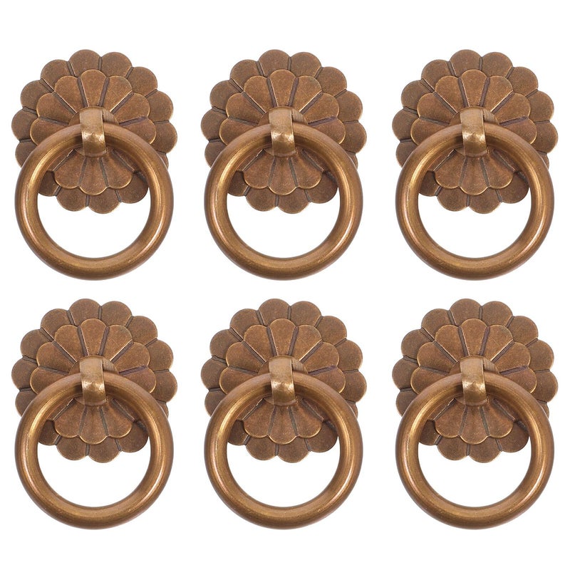 Antique Brass Drawer Pulls 6pcs Vintage Ring Handles 30mm Retro Kitchen Cabinet Hardware - Image 2