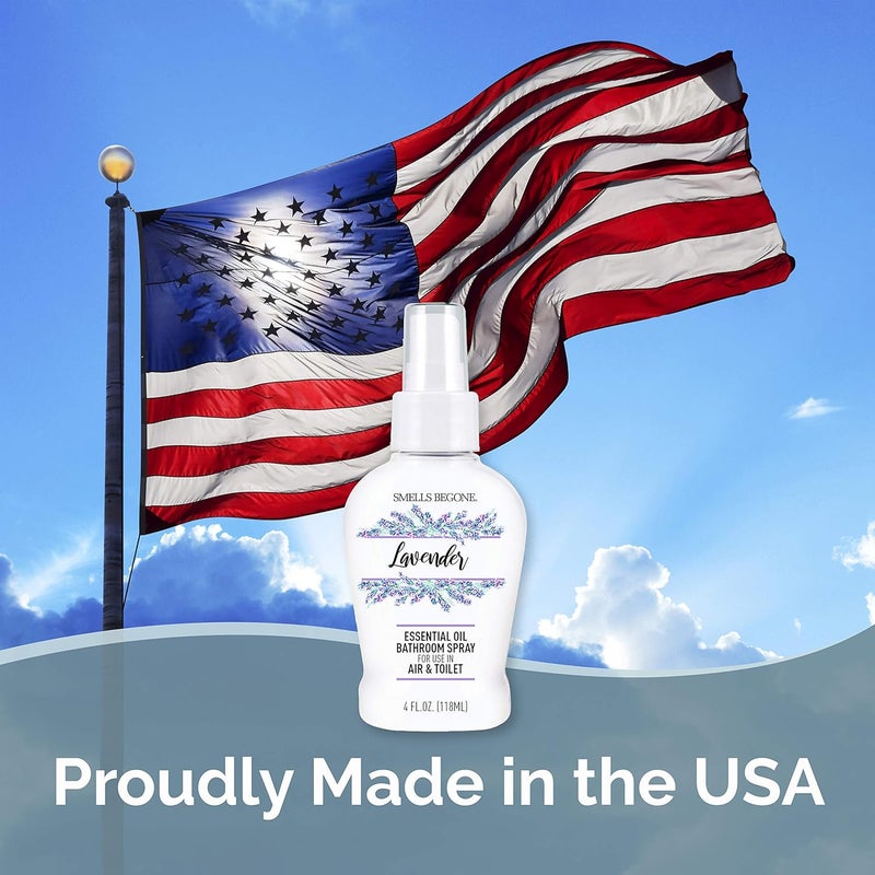 Smells Begone بخاخ معطر هواء للحمام بزيت عطري 4 أونصات - يقضي على روائح الحمام والمرحاض - مصنوع من الزيوت العطرية - رائحة اللافندر - Image 3