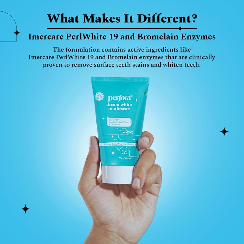 Perfora مجموعة تبييض الأسنان من بيرفورا | سيروم بنفسجي ومعجون أسنان دريم وايت | معجون أسنان خالي من SLS والفلورايد | N-Ha لإعادة تمعدن الأسنان | حل آمن وفعال لتبييض الأسنان | 75 جرام + 30 مل - Image 5