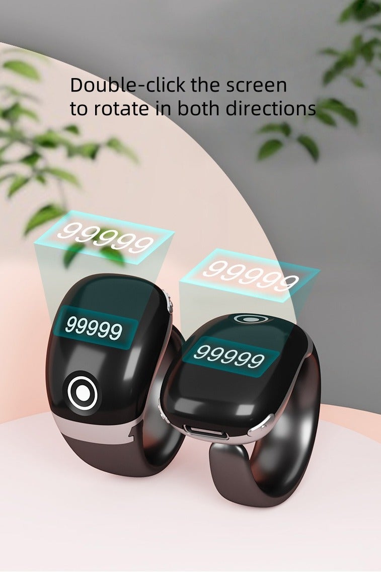 BESTPEAK Tasbih Zikr Smart Ring, New model with Bluetooth Connection Adjustable Counter, With Replaceable ring Sizes (/18/20/22/mm),  Prayer Time Reminder with Vibration Reminder, Tasbeeh Counter and Bluetooth Connection，OLED Screen Digital Counter Prayer Reminder Ring, Waterproof OLED Display Counter Zikr Ring, Tasbeeh counter for Muslims（Black） - Image 4