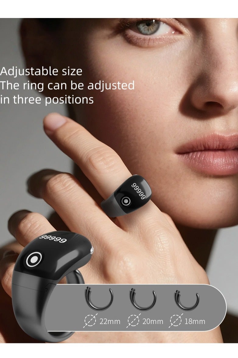 BESTPEAK Tasbih Zikr Smart Ring, New model with Bluetooth Connection Adjustable Counter, With Replaceable ring Sizes (/18/20/22/mm),  Prayer Time Reminder with Vibration Reminder, Tasbeeh Counter and Bluetooth Connection，OLED Screen Digital Counter Prayer Reminder Ring, Waterproof OLED Display Counter Zikr Ring, Tasbeeh counter for Muslims（Black） - Image 5
