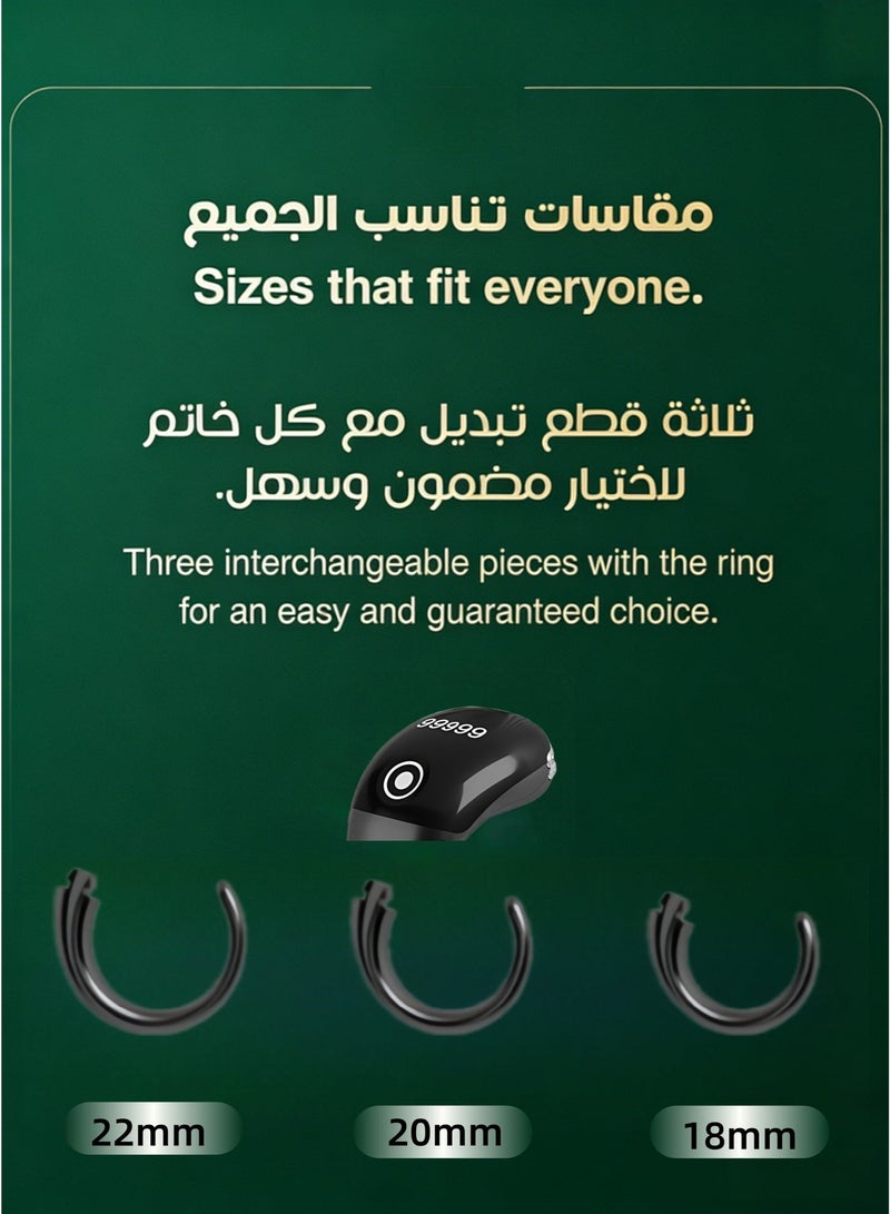 BESTPEAK Zikr Smart Ring, Adjustable Counter, zikr rings 30mm with 3 Size Adjustable Tasbeeh Counter (/18/22/mm), digital tasbeeh，Tasbeeh Counter, Prayer Ring, APP Support Digital Counter Prayer Reminder Ring, Waterproof OLED Display Counter Zikr Ring, Tasbeeh counter for Muslims（BLACK) - Image 5