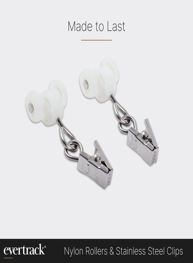 EverTrack Curtain Clips - Dual Wheel Roller Carriers for Ceiling Mounted Curtain Track with Stainless Steel Pinch Clips for Curtains, Drapes, and Room Dividers - Pack of 25 - Image 3