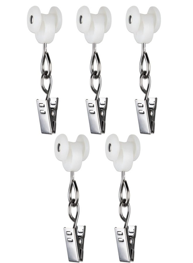 EverTrack Curtain Clips - Dual Wheel Roller Carriers for Ceiling Mounted Curtain Track with Stainless Steel Pinch Clips for Curtains, Drapes, and Room Dividers - Pack of 25 - Image 1