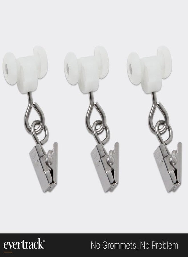 EverTrack Curtain Clips - Dual Wheel Roller Carriers for Ceiling Mounted Curtain Track with Stainless Steel Pinch Clips for Curtains, Drapes, and Room Dividers - Pack of 25 - Image 4