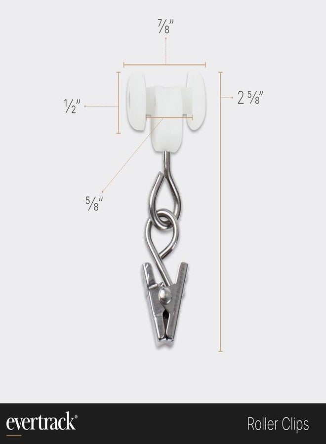 EverTrack Curtain Clips - Dual Wheel Roller Carriers for Ceiling Mounted Curtain Track with Stainless Steel Pinch Clips for Curtains, Drapes, and Room Dividers - Pack of 25 - Image 2