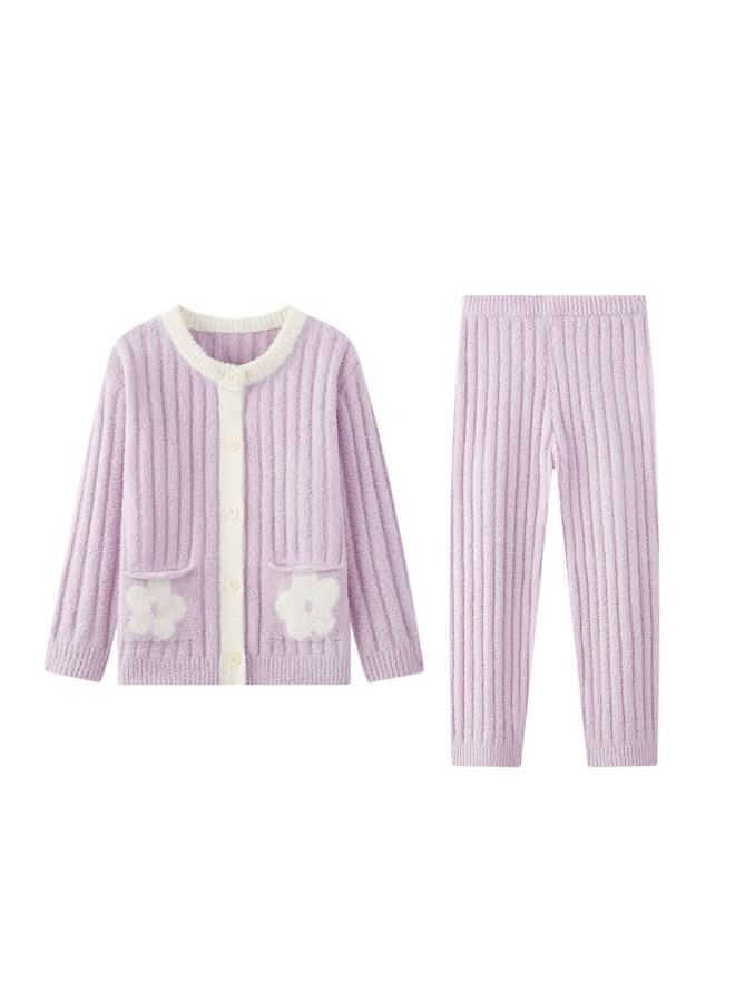 Deesha Children's Half-velvet Pajamas Baby Fleece Homewear Set Girls' Wearable Autumn Winter Coral Fleece Cardigan