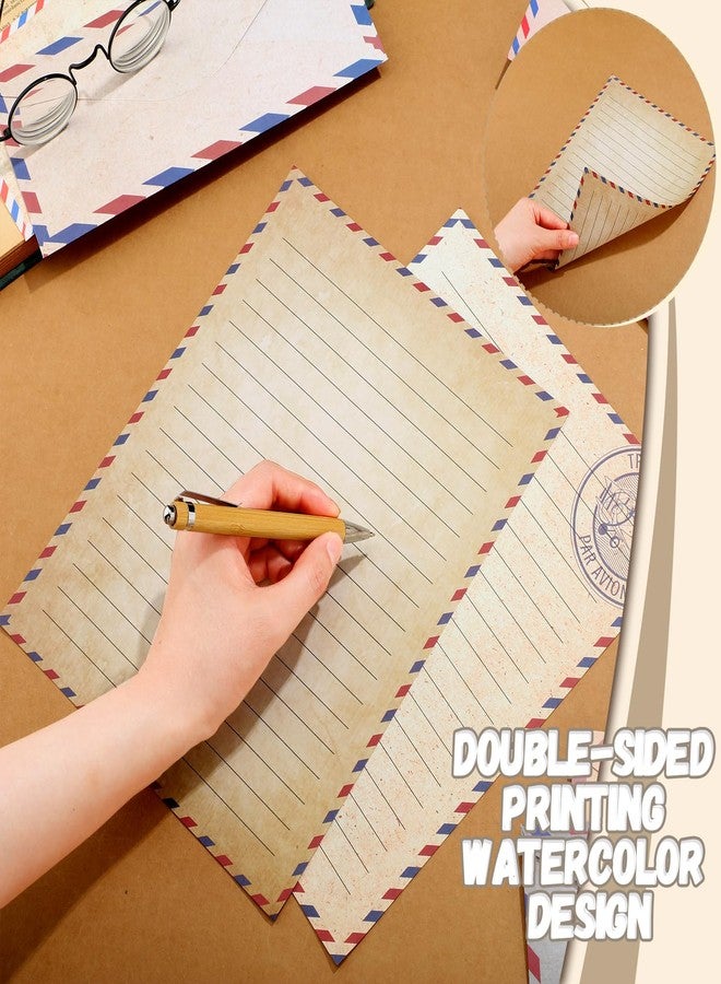 تاوباري مجموعة أوراق قرطاسية من تاوباري مكونة من 160 قطعة (50 ورقة كتابة مزدوجة الجوانب، 50 ظرفًا متطابقًا)، 60 ملصقًا دائريًا منقطًا، 10 تصاميم (سفر عتيق، 8.5 × 11 بوصة). - Image 3