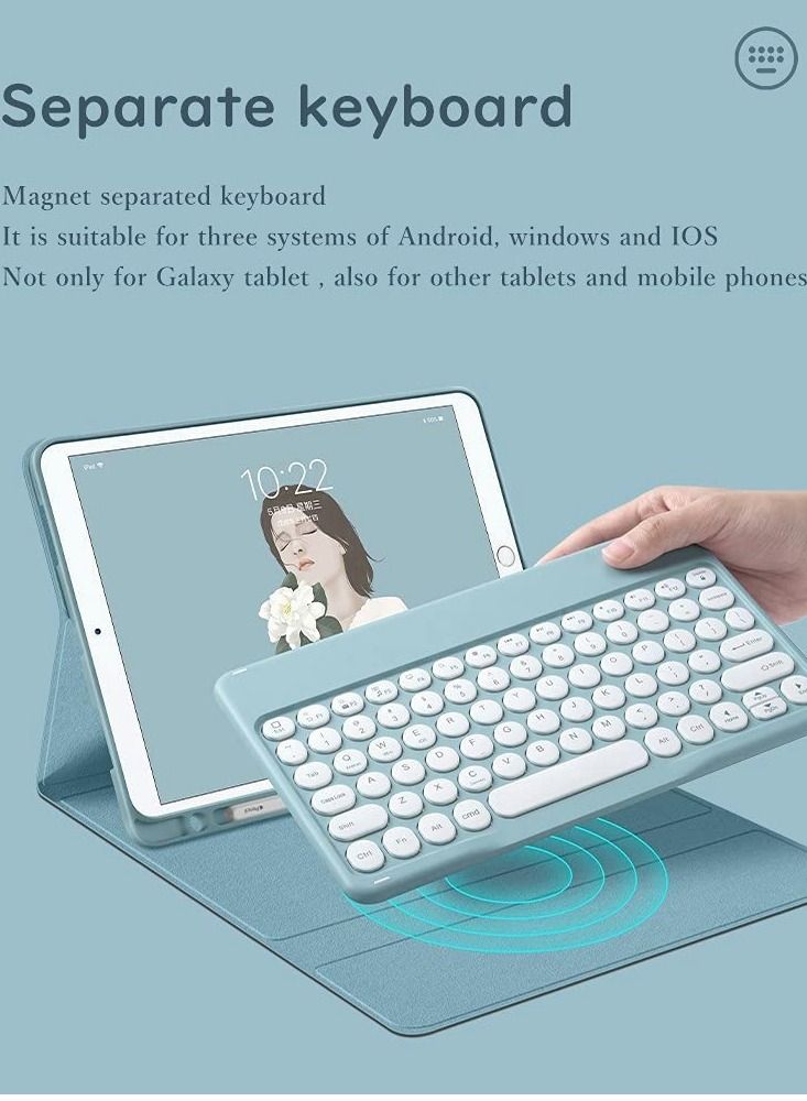 Excefore Keyboard for Galaxy Tab S8 2022 / S7 2020 11 Inch (SM-X700/X706/T870/T875/T878) Keyboard Case Cute Color Round Key Wireless Detachable Bluetooth Keyboard Cover with Pen Holder (MintGreen)  - Image 4