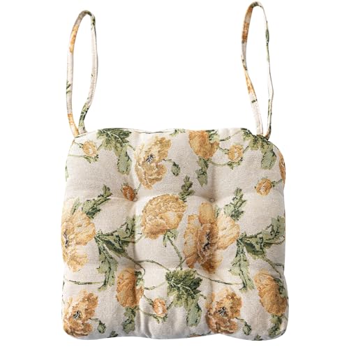 vctops Farmhouse Floral Print Chair Cushions with Ties UShaped Soft Comfortable Chair Pads Non Slip Seat Cushions for Indoor Dining Room and Kitchen Chairs Flower D16x16 - Image 1