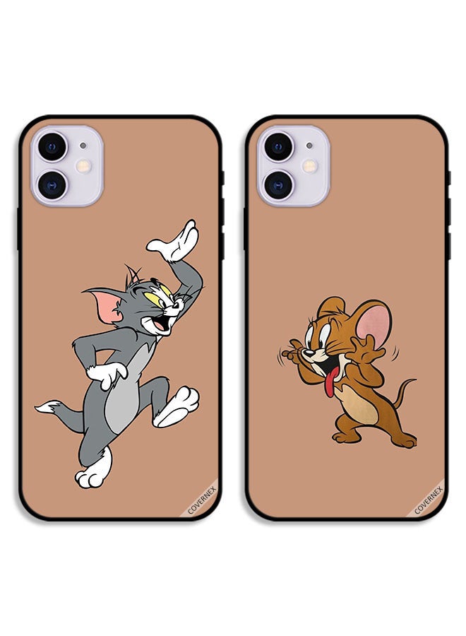 Covernex Two Cases For Apple iPhone 11 Protective Covers Tom and Jerry Couple Case Back Covers - Image 1