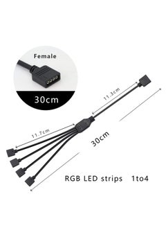 KASTWAVE RGB 1 to 4 Splitter Cable, 12V 4 PIN RGB Splitter Cable LED Strip Connector, 5050 LED Tape Light Connector, Extension Cable for Computer Fan Motherboard, 2 Pack  - Image 4