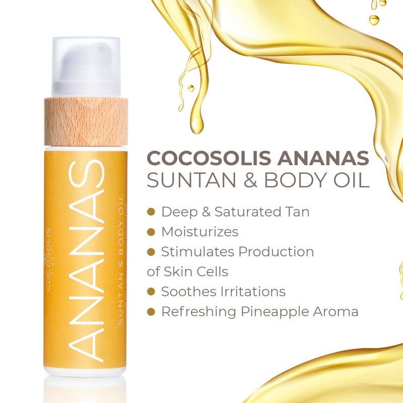 COCOSOLIS ANANAS Tanning Bed Lotion Accelerator - Organic Tanning Lotion with vitamin E & Pineapple Scent | Tanning Oil Enhancer For a Rich Chocolate Tan - Nourishing Body Lotion (3.72 fl oz) - Image 3