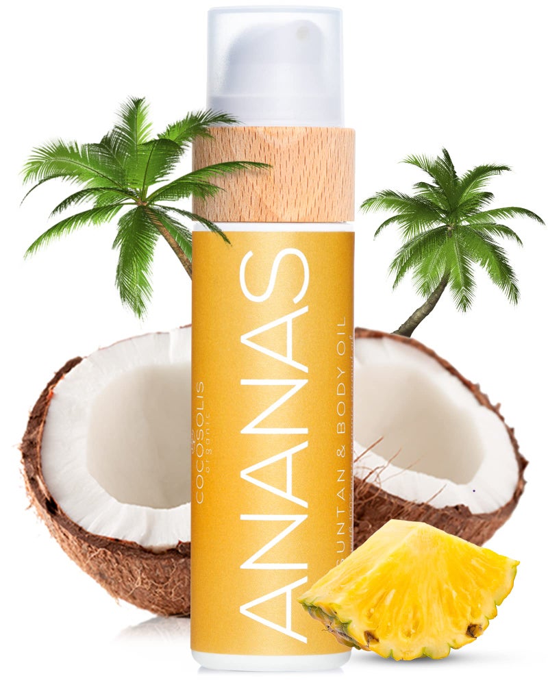 COCOSOLIS ANANAS Tanning Bed Lotion Accelerator - Organic Tanning Lotion with vitamin E & Pineapple Scent | Tanning Oil Enhancer For a Rich Chocolate Tan - Nourishing Body Lotion (3.72 fl oz) - Image 1