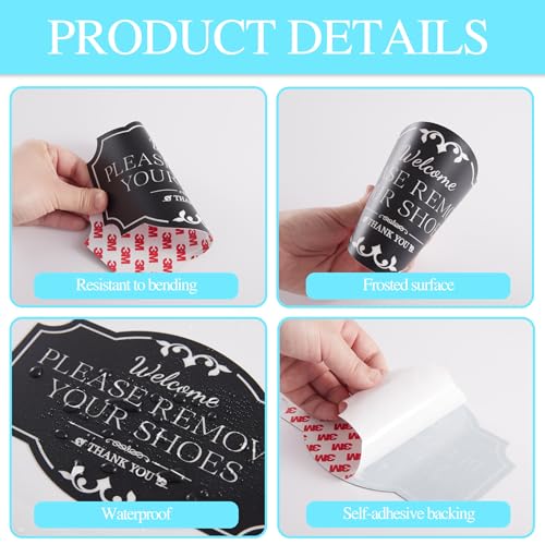 LUHIMO 2PCS Please Remove Your Shoes Sign, Self-Adhesive Durable No Shoes Sticker for House, Take Your Shoes Off Sign, Leave Shoes for Front Door, Home, Offices（7" x 4.5"） - Image 4
