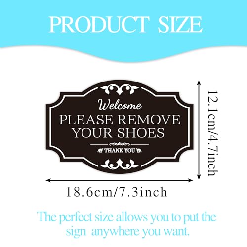 LUHIMO 2PCS Please Remove Your Shoes Sign, Self-Adhesive Durable No Shoes Sticker for House, Take Your Shoes Off Sign, Leave Shoes for Front Door, Home, Offices（7" x 4.5"） - Image 2