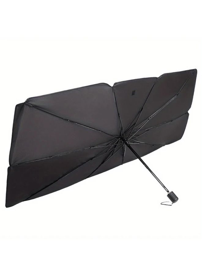 Black Easy Fold Car Windshield Sunshade UV Heat Protection Portable - Image 3