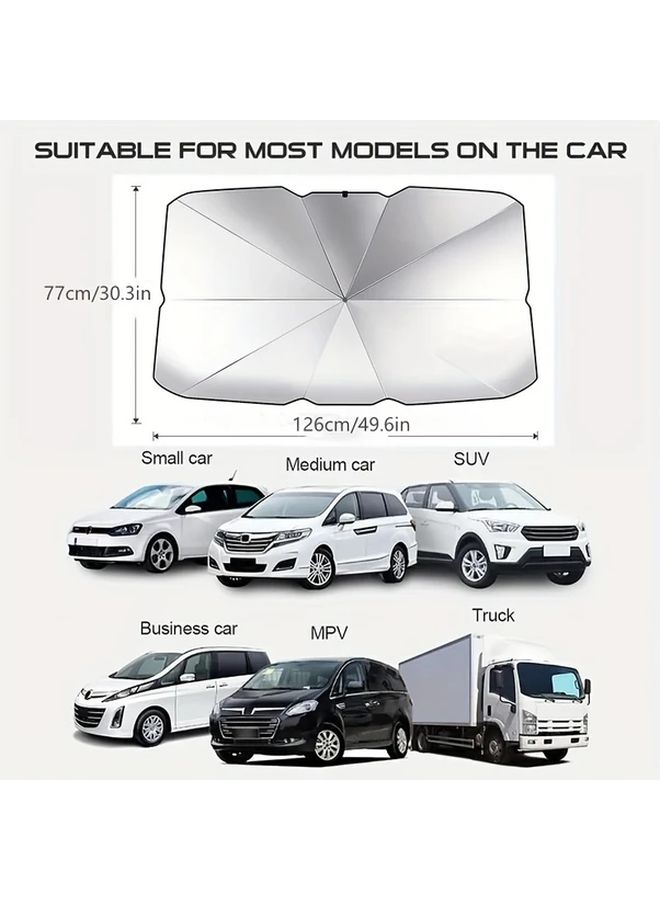 Black Easy Fold Car Windshield Sunshade UV Heat Protection Portable - Image 2
