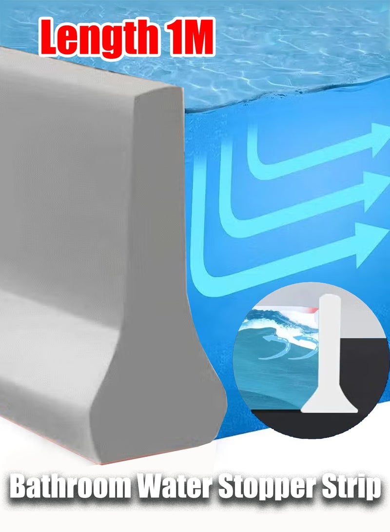 شريط مانع لتسرب الماء للحمام، شريط مانع لتسرب الماء للحمام - شريط مانع لتسرب الماء ذاتي اللصق بطول متر واحد، مانع تسرب مائي قابل للطي، واقي عتبة مانع للانزلاق للفصل الجاف والرطب في المطبخ أو الحوض أو الحمام - Image 1
