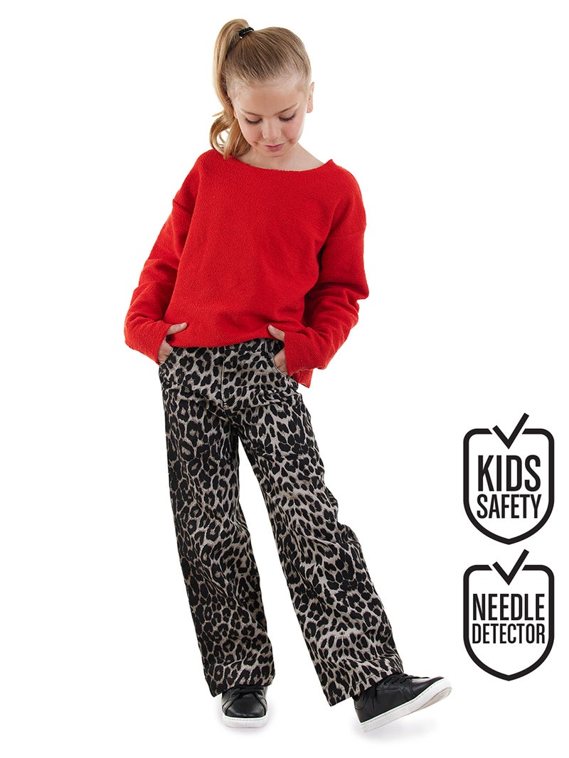 Denokids Leopard Girl Twill Cotton Pants - Image 1