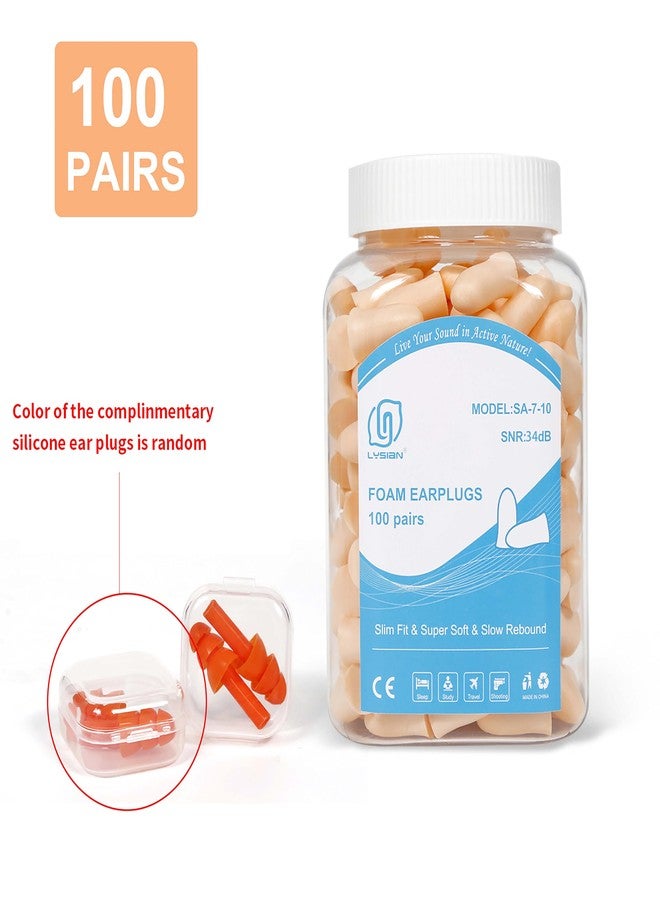 LYSIAN Foam Ear Plugs for Sleeping Small Ear Canals Women, Kids-35dB SNR Noise Canceling Sleep Earplugs for Snoring, Work, Shooting, Studying, Flesh Color-100 Pairs - Image 5