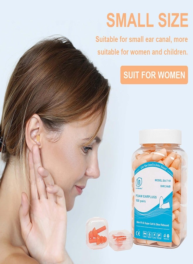 LYSIAN Foam Ear Plugs for Sleeping Small Ear Canals Women, Kids-35dB SNR Noise Canceling Sleep Earplugs for Snoring, Work, Shooting, Studying, Flesh Color-100 Pairs - Image 2