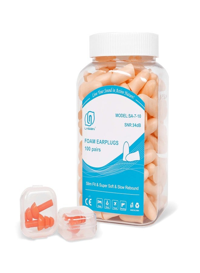LYSIAN Foam Ear Plugs for Sleeping Small Ear Canals Women, Kids-35dB SNR Noise Canceling Sleep Earplugs for Snoring, Work, Shooting, Studying, Flesh Color-100 Pairs - Image 1