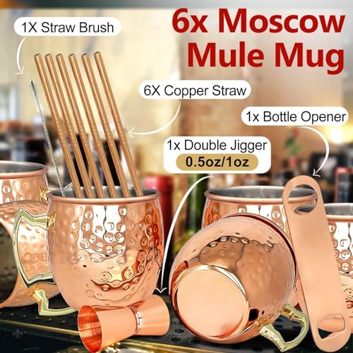 LINALL Moscow Mule Copper Mugs- Set of 6 Copper Plated Stainless Steel Mug 18oz, for Chilled Drinks (6 Pack) - Image 2