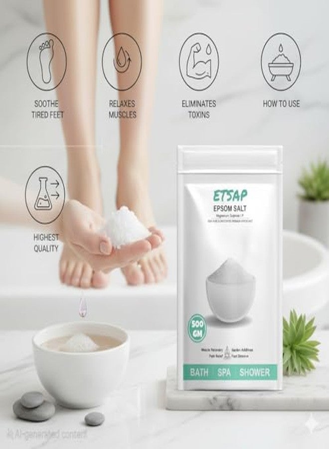 ETSAP Epsom Bath Salt Crystal and Bath | For refreshing bath soak, relieves aches & pain (500gm) - Image 3