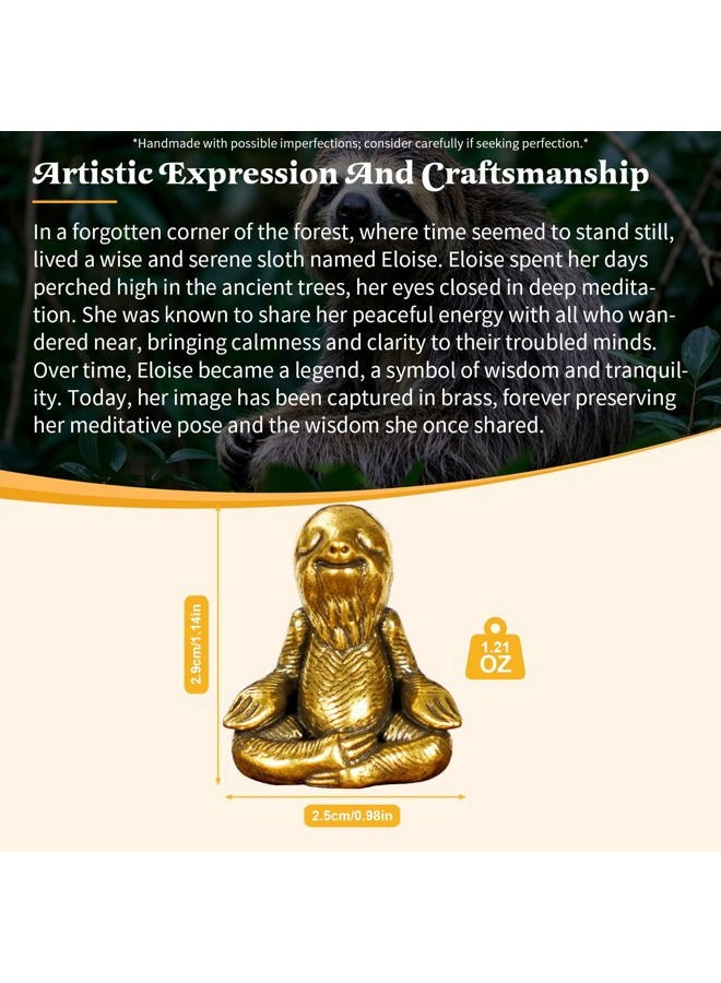 chovy Retro Handcrafted Meditating Sloth Statue - 100% Solid Brass Seated Sloth in Thoughtful Pose, Vintage Style Collectible Art Piece for Home & Office | Unique Gift for Nature Lovers - Image 3