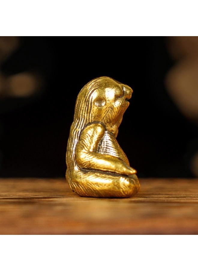 chovy Retro Handcrafted Meditating Sloth Statue - 100% Solid Brass Seated Sloth in Thoughtful Pose, Vintage Style Collectible Art Piece for Home & Office | Unique Gift for Nature Lovers - Image 5