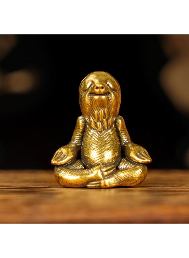 chovy Retro Handcrafted Meditating Sloth Statue - 100% Solid Brass Seated Sloth in Thoughtful Pose, Vintage Style Collectible Art Piece for Home & Office | Unique Gift for Nature Lovers - Image 1