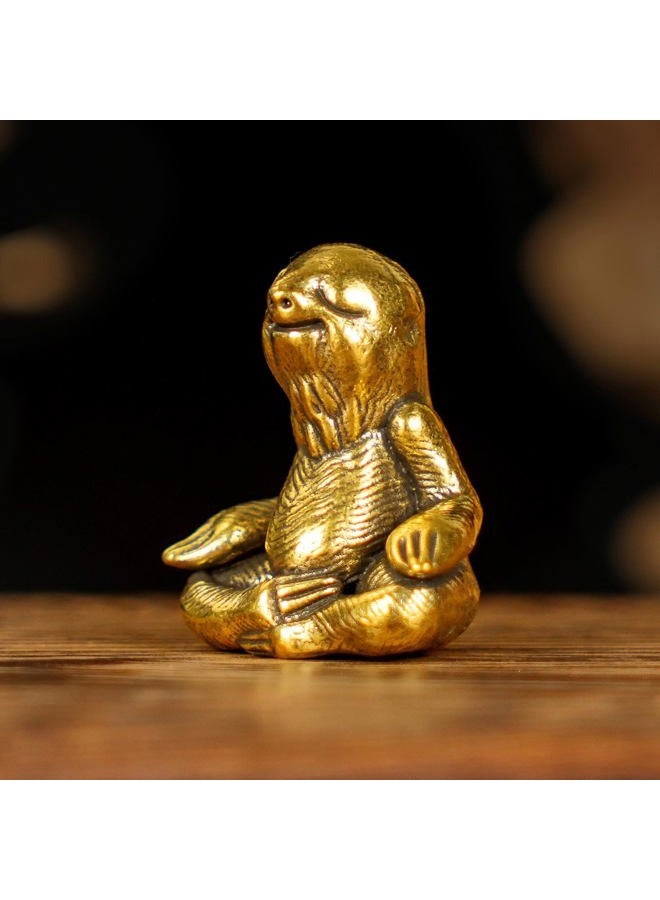 chovy Retro Handcrafted Meditating Sloth Statue - 100% Solid Brass Seated Sloth in Thoughtful Pose, Vintage Style Collectible Art Piece for Home & Office | Unique Gift for Nature Lovers - Image 4