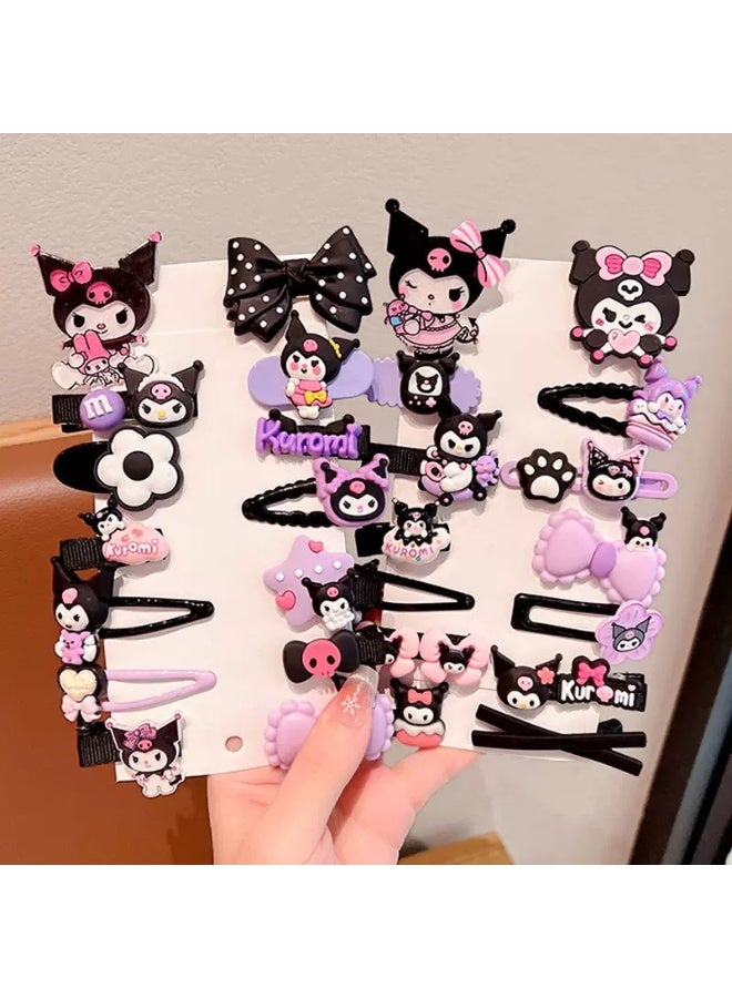 kuromi 36 Pieces-Children's hairpins girls hairpins Kuromi series cartoon mini hairpins toddler girl hairpins butterfly hairpins sweet newborn baby children's hair accessories (black) - Image 2