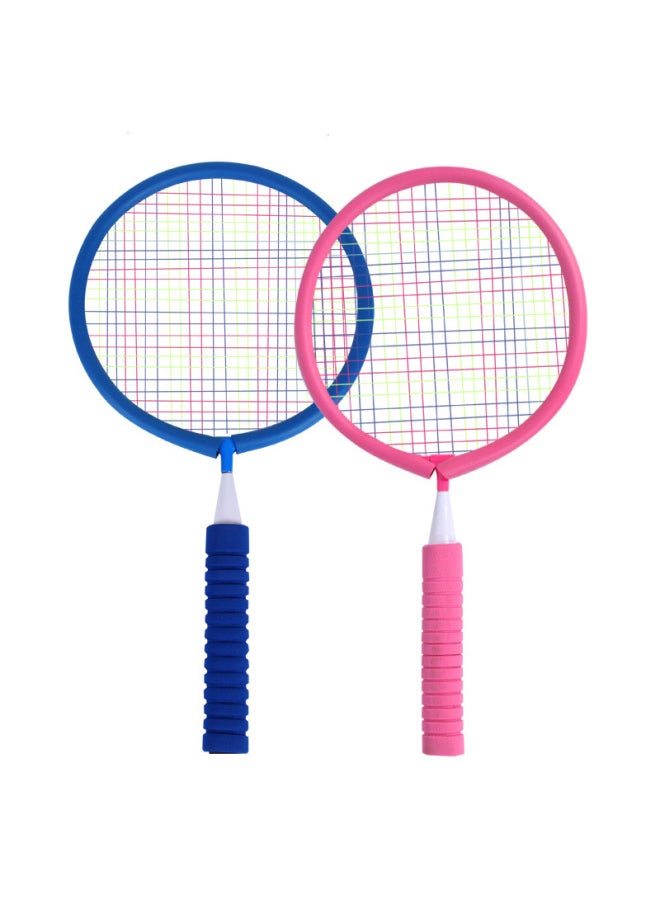Generic - Children's Badminton Racket Mini Suit Kindergarten Baby Racket Primary School Students Single And Double Beats Beginner Toys-Color:Two-color Badminton Racket (1 Pink Racket + 1 Blue Racket, 5 Blue Badminton Balls + 5 Pink Badminton Balls + 1 Whistle + 1 Plastic Ball) - Image 1