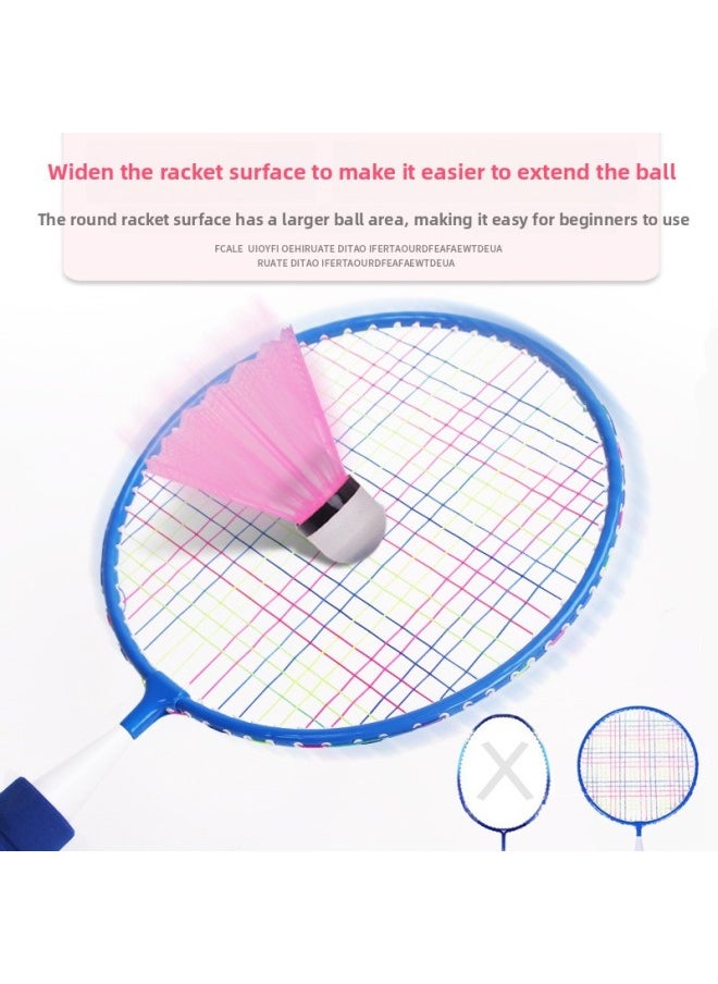 Generic - Children's Badminton Racket Mini Suit Kindergarten Baby Racket Primary School Students Single And Double Beats Beginner Toys-Color:Two-color Badminton Racket (1 Pink Racket + 1 Blue Racket, 5 Blue Badminton Balls + 5 Pink Badminton Balls + 1 Whistle + 1 Plastic Ball) - Image 1
