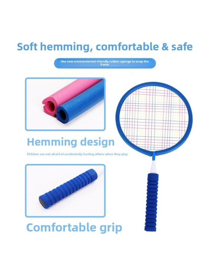 Generic - Children's Badminton Racket Mini Suit Kindergarten Baby Racket Primary School Students Single And Double Beats Beginner Toys-Color:Two-color Badminton Racket (1 Pink Racket + 1 Blue Racket, 5 Blue Badminton Balls + 5 Pink Badminton Balls + 1 Whistle + 1 Plastic Ball) - Image 1