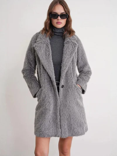 MixRay Mixray Textured Long Coat with Jacket Collar
