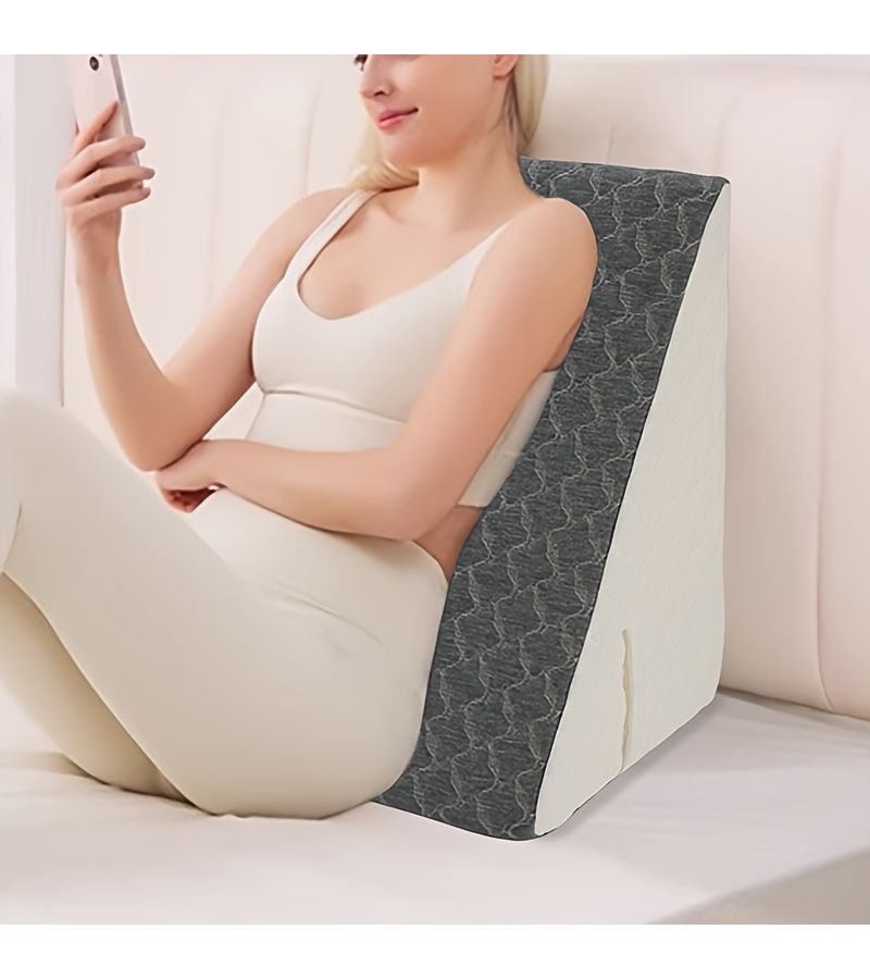 Honeycomb Gray Wedge Pillow Unique Design Bed Wedge Pillow for Multi Position Use Sleeping Back Support Leg Knee Includes Cover - Image 1