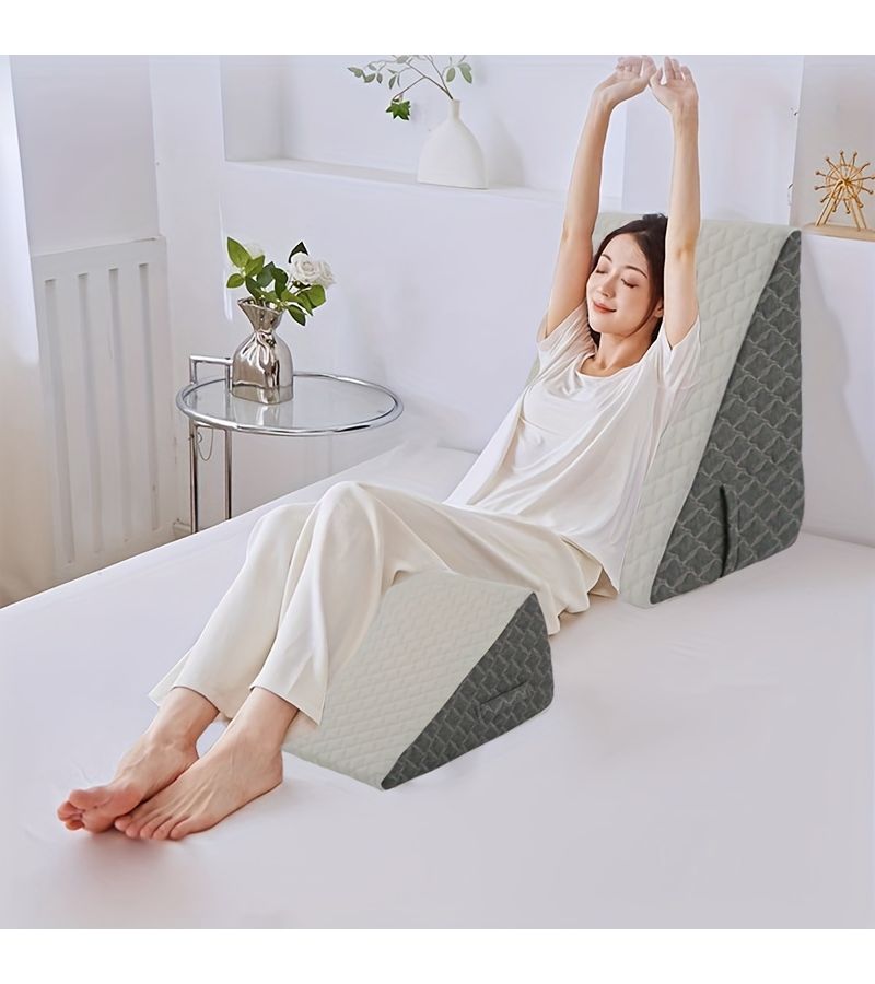 Honeycomb Gray Wedge Pillow Unique Design Bed Wedge Pillow for Multi Position Use Sleeping Back Support Leg Knee Includes Cover - Image 2