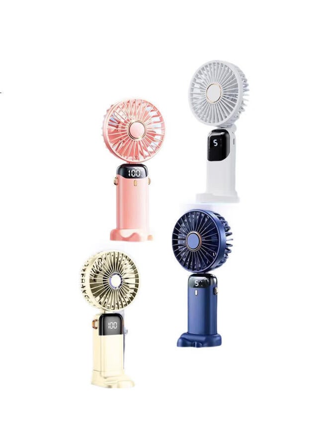 Hboalg Portable Mini Fan With Foldable Stand Usb Mini Fan Multi-Function Digital Display Long Standby Student Dormitory Office Charging Portable Small Fan Pink - Image 1