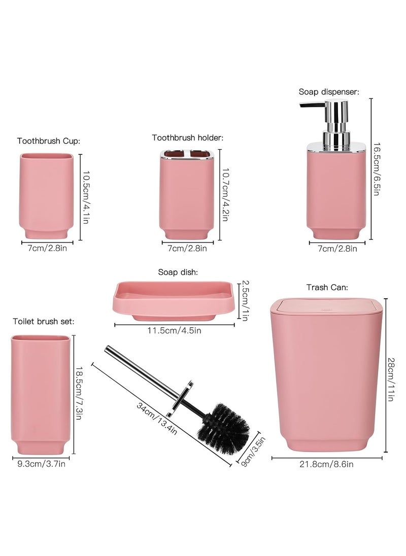 Generic - 6 Piece Bathroom Accessories set Pink - Image 1