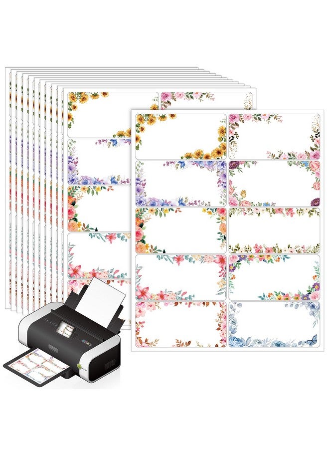 Zhanmai 300 Pcs Address Mailing Labels 2X4 Inch Personalized Flower Return Address Labels Stickers Self Adhesive Printable Gift Labels Compatible With Laser And Inkjet Printer 30 Sheet - Image 1