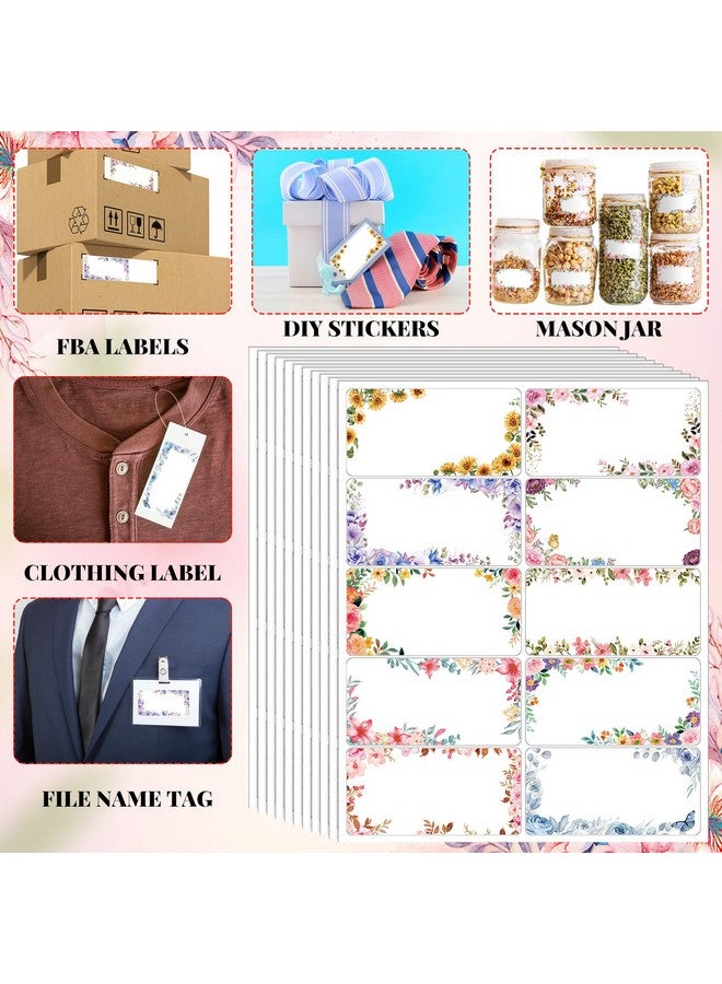 Zhanmai 300 Pcs Address Mailing Labels 2X4 Inch Personalized Flower Return Address Labels Stickers Self Adhesive Printable Gift Labels Compatible With Laser And Inkjet Printer 30 Sheet - Image 4