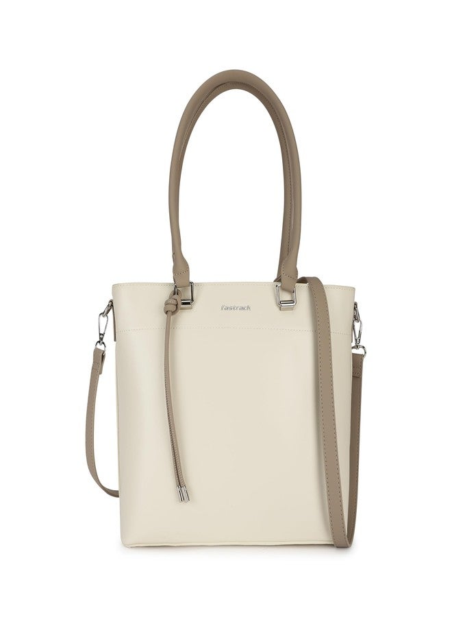 fastrack Structured Tote Bag for Women | Faux Leather Handbag with 3 Compartments, Outer Pockets, Utility Section & Detachable Straps | Elegant Everyday Tote for Office, Errands & Travel - Image 1