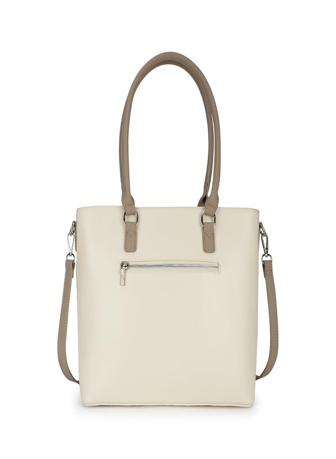 fastrack Structured Tote Bag for Women | Faux Leather Handbag with 3 Compartments, Outer Pockets, Utility Section & Detachable Straps | Elegant Everyday Tote for Office, Errands & Travel - Image 5