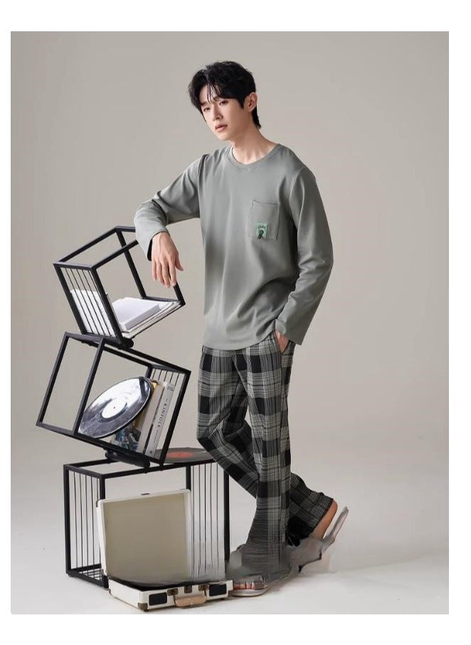 MIIOW - Breathing Pajamas-Men's Pajamas Made Of Pure Cotton, Loose And Comfortable, Long Sleeved Casual Home Suit Set - Image 1